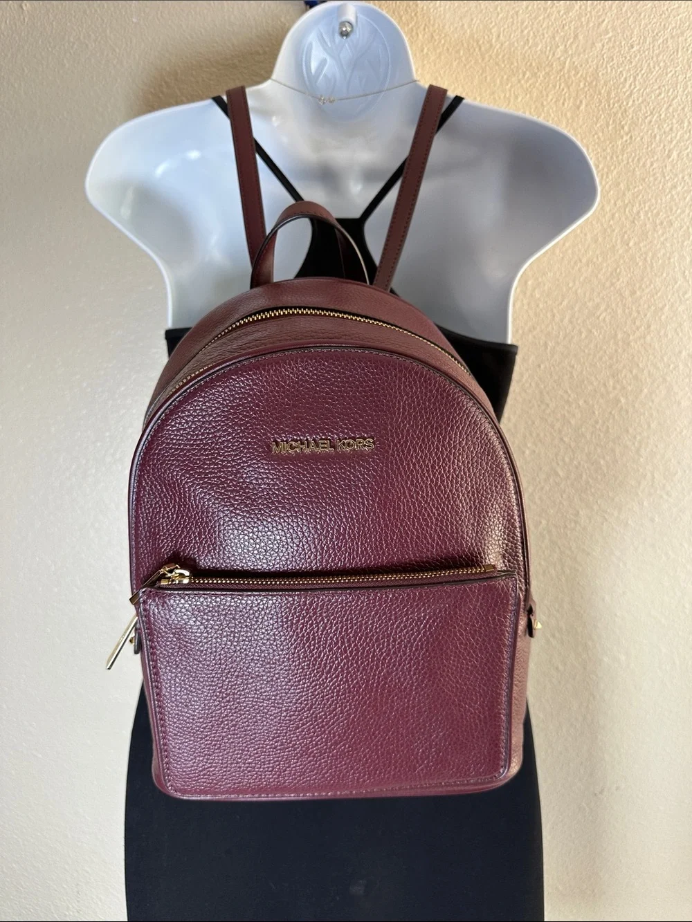 NWT Michael Kors Adina Merlot Leather MD Backpack with Gold Hardware - Picture 11 of 14